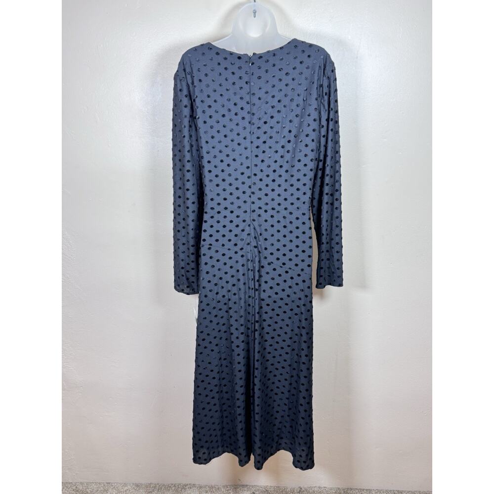 NWT Ralph Lauren Womens Formal Midi Dress Black Swiss Dot Polka Dot 14 Party - Picture 7 of 14